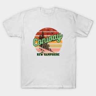 Conway New Hampshire Retro Vintage Sunset T-Shirt